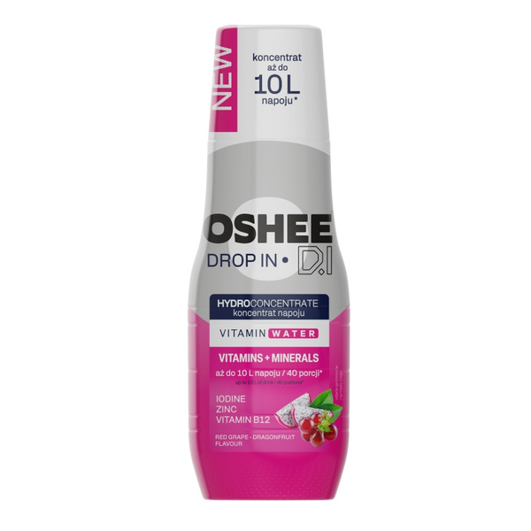 Hydrokoncentrat Oshee Drop In Witaminy i Minerały - Czerwone winogrono-smoczy owoc 500 ml