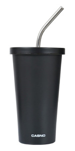 Kubek termiczny ze słomką Casno Gloomy Black - 510 ml