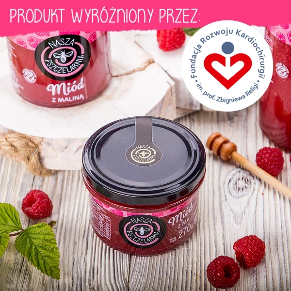 Miód z maliną Nasza Pszczelarnia 270g