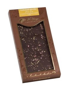Gorzka czekolada M.Pelczar Chocolatier z 23-karatowym jadalnym złotem i płatkami róży 85g - opinie w konesso.pl