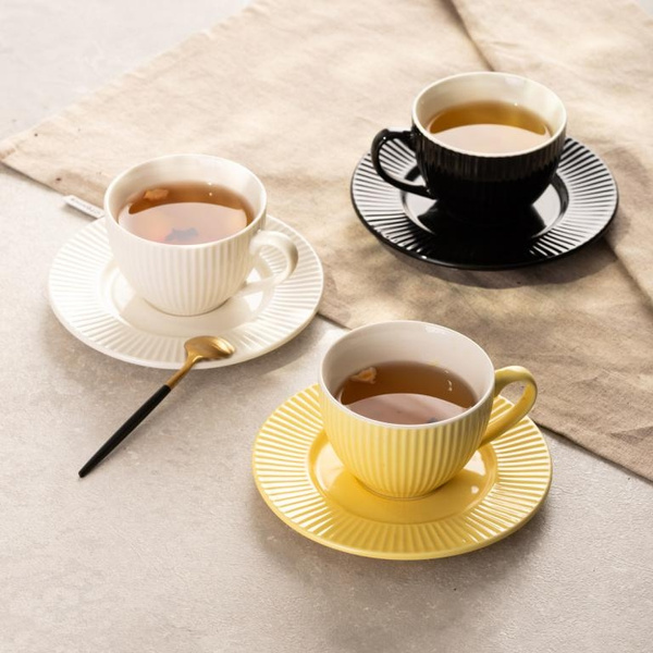 Filiżanka ze spodkiem Homla SIENA 240 ml - Żółta