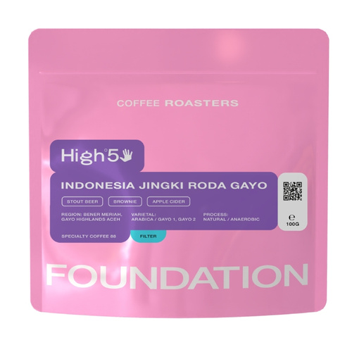 Kawa ziarnista Foundation Coffee Roasters High5 Indonesia Jingki Roda Gayo Filtr 100g