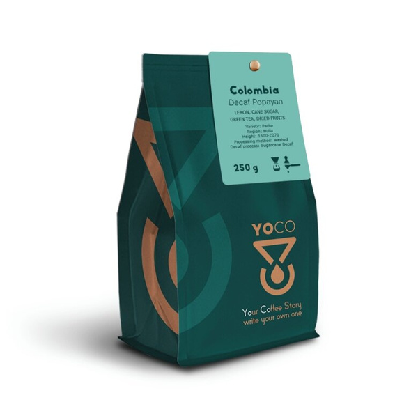Kawa ziarnista YoCo Colombia Popayan Decaf Filter 250g