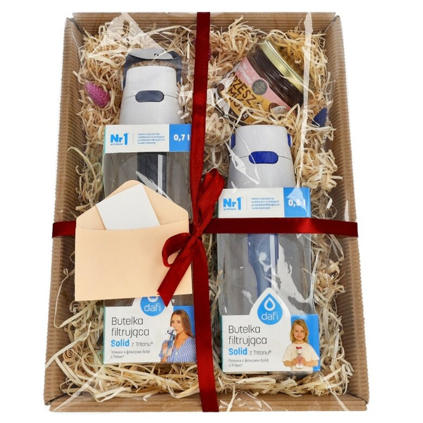 Zestaw prezentowy Dafi - Butelki Solid i miód kremowany