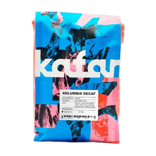 Kawa ziarnista Kafar Kolumbia Decaf 1kg - bezkofeinowa