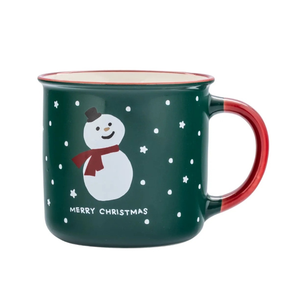 Kubek świąteczny Altom Design z rantem Bałwanek 400 ml - Zielony – NIEDOSTĘPNY