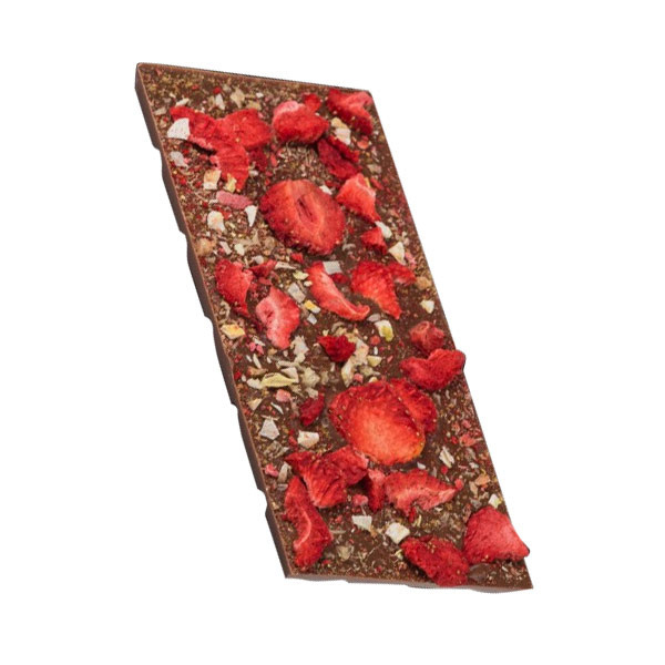 Mleczna czekolada M.Pelczar Chocolatier z cytryną, truskawkami i imbirem 85g