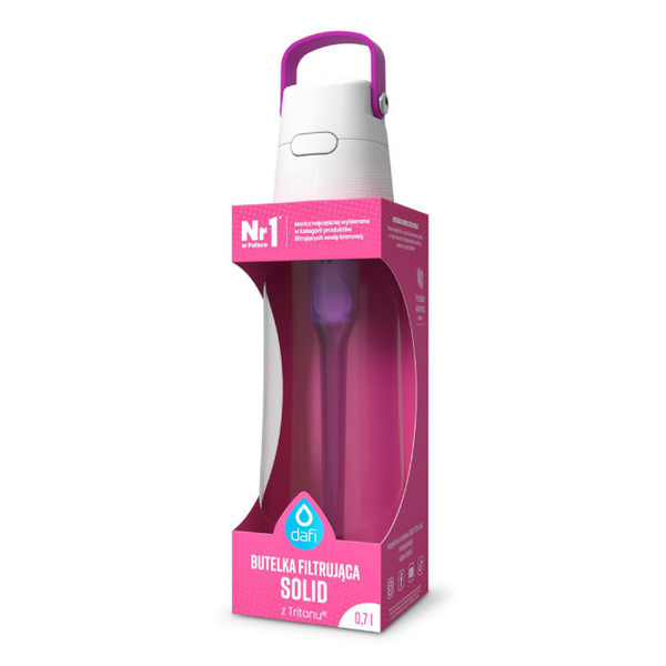 Butelka filtrująca wodę Dafi SOLID 0,7 l + filtr węglowy - Flamingowa