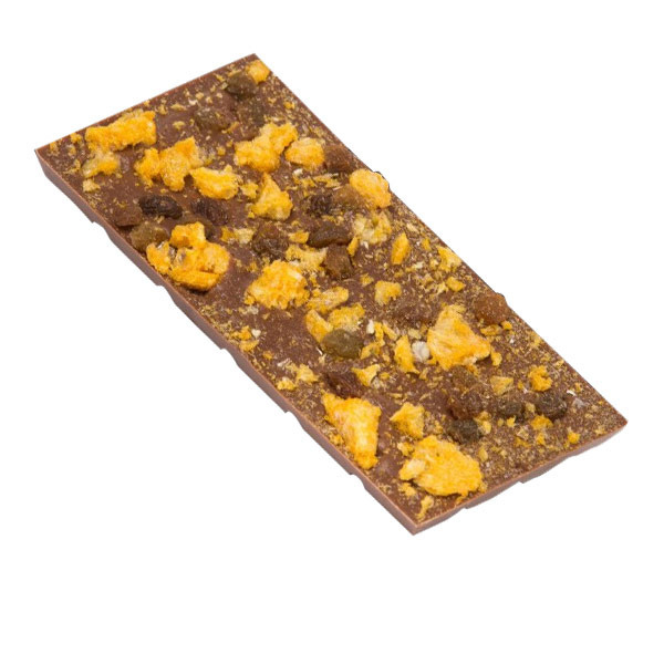 Mleczna czekolada M.Pelczar Chocolatier z mandarynkami i rodzynkami 85g