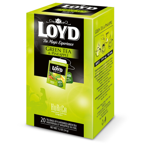 Herbata Loyd Tea zielona o smaku Ananasa 20x1,7g