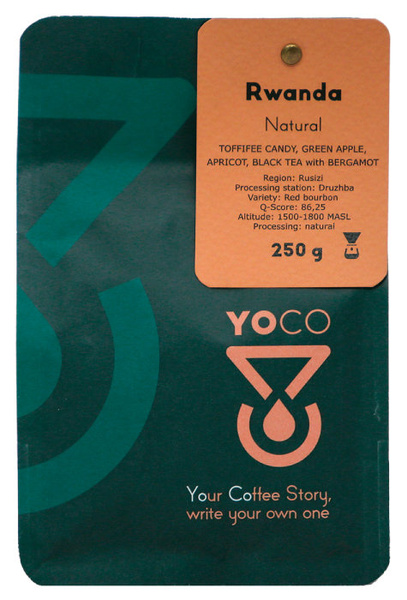 Kawa ziarnista YoCo Coffee Rwanda Rusizi Natural ESPRESSO 250g - NIEDOSTĘPNY