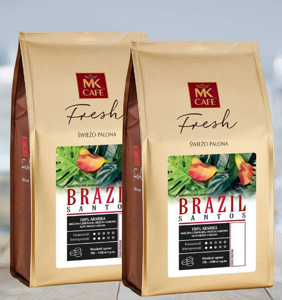 ZESTAW - Kawa ziarnista MK Cafe Fresh Brazil Santos 2x1kg