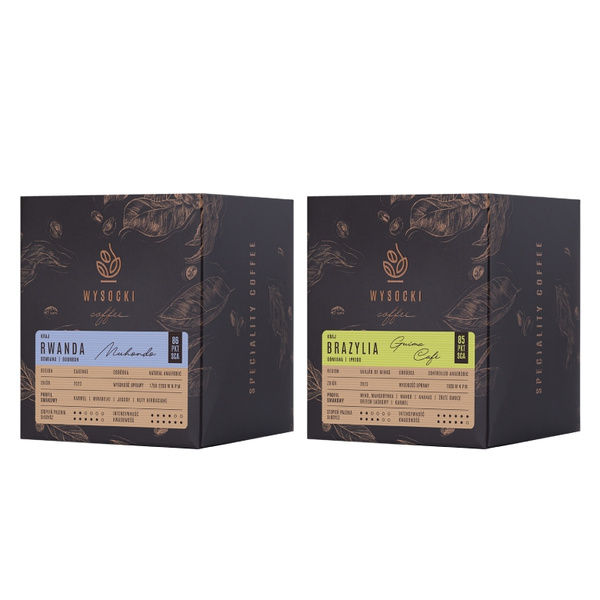Zestaw kaw ziarnistych pod filtr Wysocki Coffee - Rwanda i Brazylia 14x18g