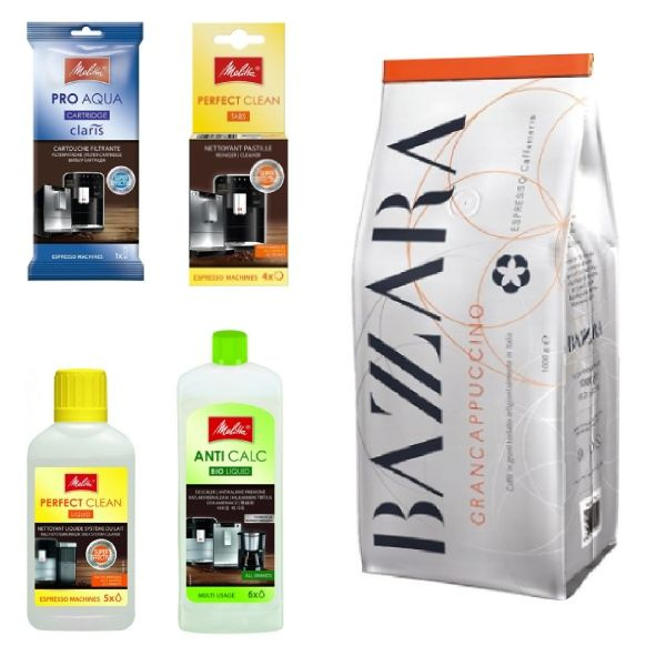 Pakiet do konserwacji ekspresów Melitta + 1kg kawy ziarnistej Bazzara