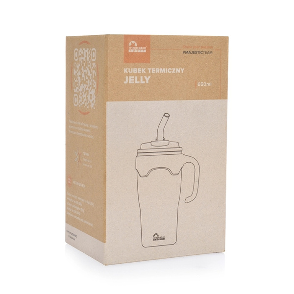 Kubek termiczny ze słomką Majestic Sport Jelly 650ml - Czarny