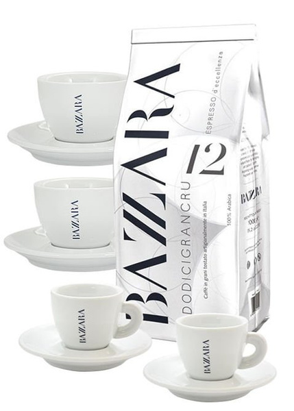 Bazzara Dodicigrancru 1kg + filiżanki do espresso i cappuccino
