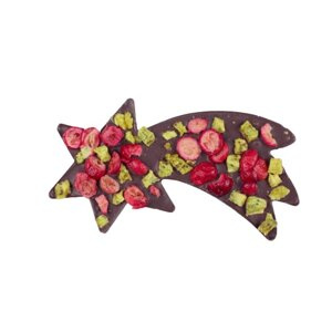 Gwiazda betlejemska z gorzkiej czekolady M.Pelczar Chocolatier-z żurawiną i kiwi 100g