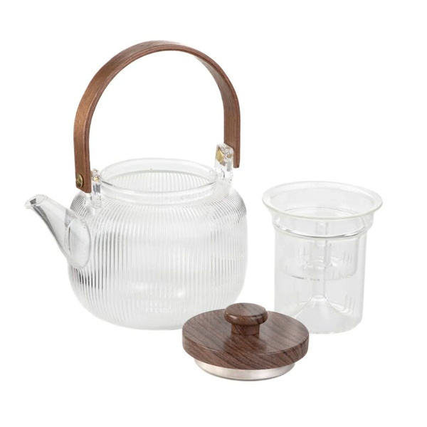 Szklany dzbanek Homla Corrie z drewnianą rączką 550 ml 