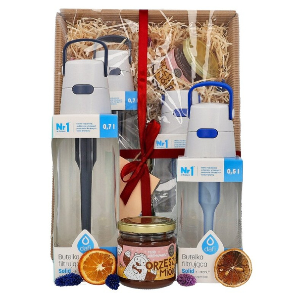 Zestaw prezentowy Dafi - Butelki Solid i miód kremowany