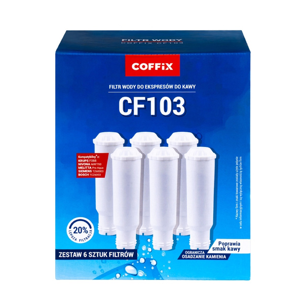 Zestaw 6 sztuk filtrów Coffix CF103 do ekspresu Melitta Nivona Krups Siemens Bosch - zamiennik