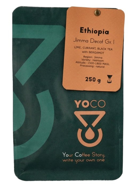 Kawa ziarnista YoCo Coffee Ethiopia Jimma MC Decaf Gr.I ESPRESSO 250g - NIEDOSTĘPNY