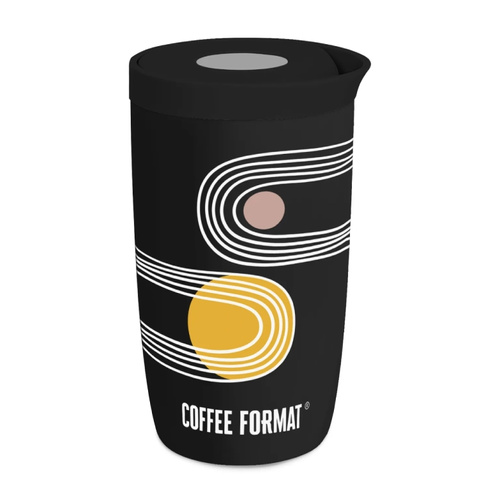 Kubek termiczny Coffee Format 350 ml - Czarny z nadrukiem