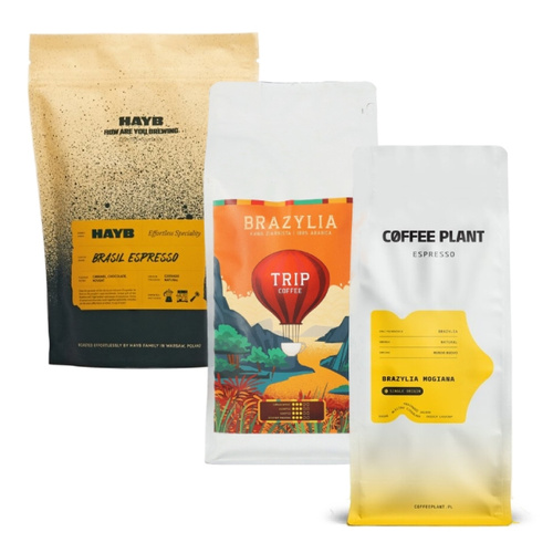 ZESTAW - Kawa ziarnista COFFEE PLANT Brazylia Mogiana 1kg + Trip Coffee Brazylia 1kg + HAYB Brazil Cerrado Patrocinio 1kg