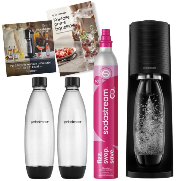 Saturator do wody gazowanej SodaStream Terra Czarny + 2 butelki + 2 książki