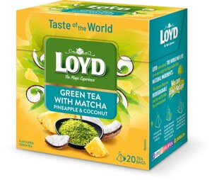 Herbata Loyd Taste of the World Green Tea with Matcha, Pineapple & Coconut 20x1,5g - opinie w konesso.pl