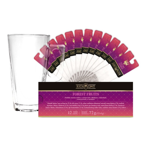 ZESTAW Herbata Richmont Forest Fruits 12 saszetek + Szklanka Richmont Hot 370ml