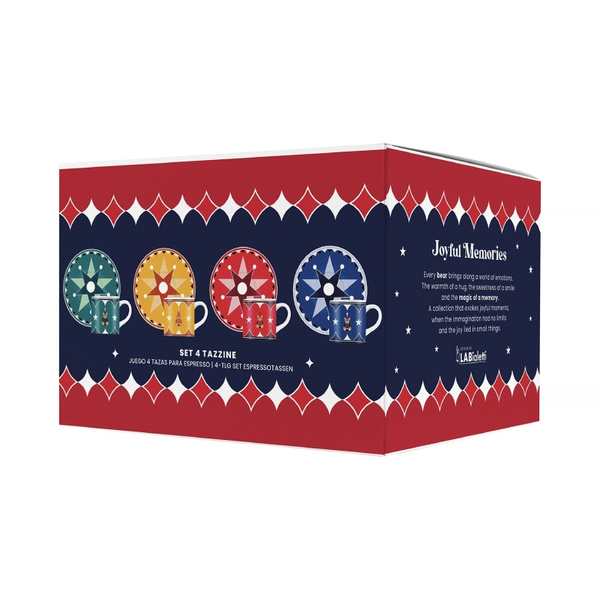 Zestaw 4 filiżanek ze spodkami do espresso Bialetti Joyful Christmas