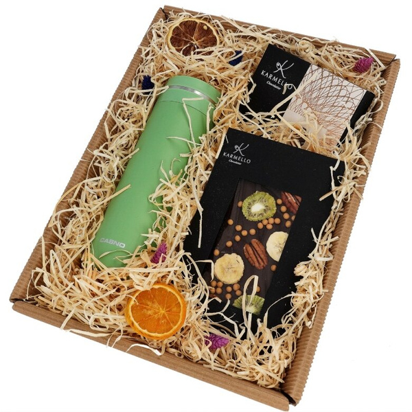 Zestaw prezentowy - Butelka na wodę i czekoladki