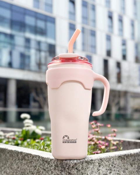 Kubek termiczny ze słomką Majestic Sport Jelly 650ml - Różowy