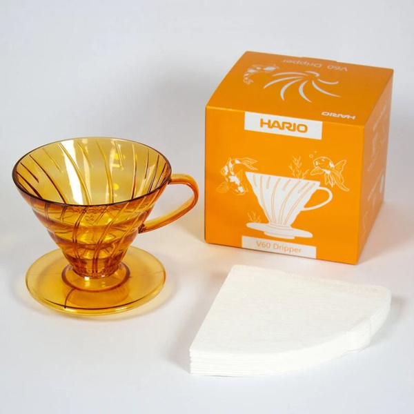 Plastikowy Drip Hario V60-02 Koi Orange - Pomarańczowy