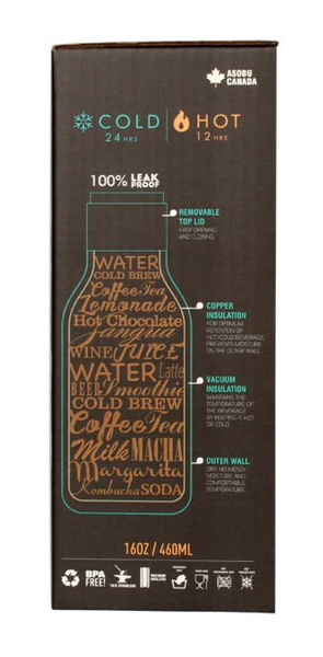 Asobu Urban Water Bottle - biała butelka termiczna 460 ml - NIEDOSTĘPNY