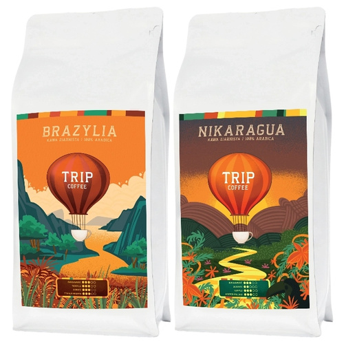 ZESTAW - Kawa ziarnista Trip Coffee Brazylia 1kg + Trip Coffee Nikaragua 1kg