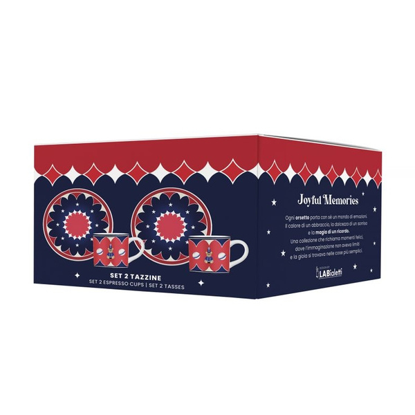 Zestaw 2 filiżanek ze spodkami do espresso Bialetti Joyful Christmas