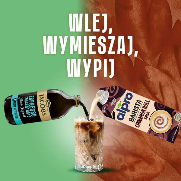 ZESTAW - Alpro Barista Cinnamon Roll Owsiano-Sojowe Cynamonka 750ml + Koncentrat kawowy Jacobs Espresso Concentrate Black Original 485ml