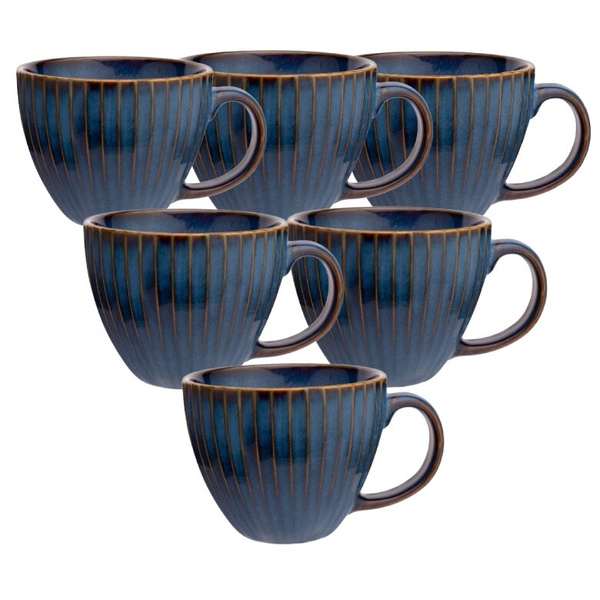 Zestaw filiżanek Altom Design Reactive Stripes 450ml - 6 szt. - Granatowe - NIEDOSTĘPNY