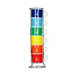 Zestaw filiżanek do espresso na stojaku Bialetti Color - 6 sztuk - opinie w konesso.pl