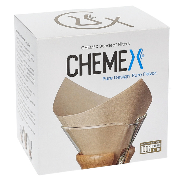 Filtry papierowe kwadratowe CHEMEX FSU-100 6, 8, 10 filiżanek - Brązowe 100 sztuk
