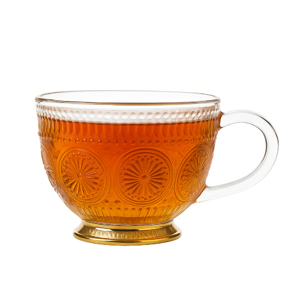 Filiżanka szklana HOMLA BARREL 360 ml - z okrągłymi wzorami