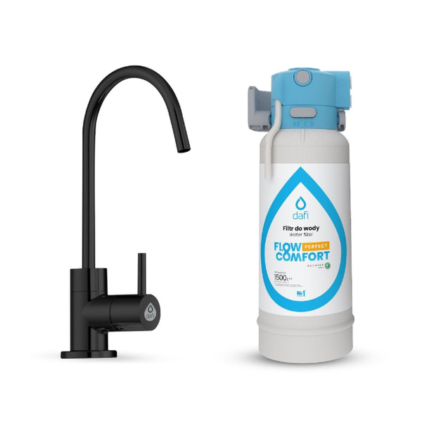 System filtrujący Dafi Flow Comfort Perfect D1 + kran do wody filtrowanej ALTO - Czarny