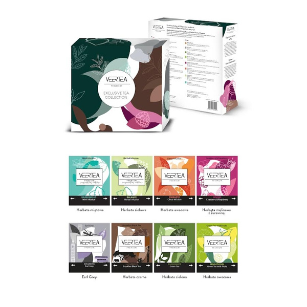 Kolekcja herbat Veertea zestaw 8 smaków - 200 kopert - Ciemno zielona