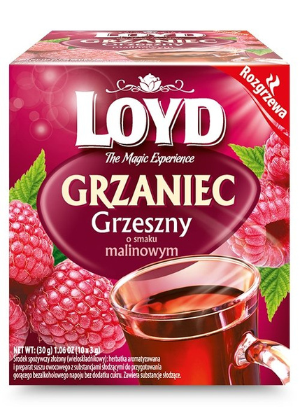 Herbata Loyd Grzaniec Grzeszny o smaku malinowym 10x3g
