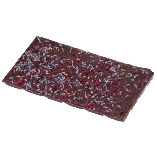 Gorzka czekolada M.Pelczar Chocolatier z karmelizowaną esencją kwiatowej herbaty i lawendą 85g