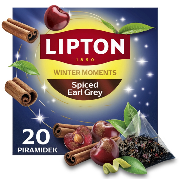 Herbata czarna aromatyzowana Lipton Winter Moments Spiced Earl Grey - 20 piramidek