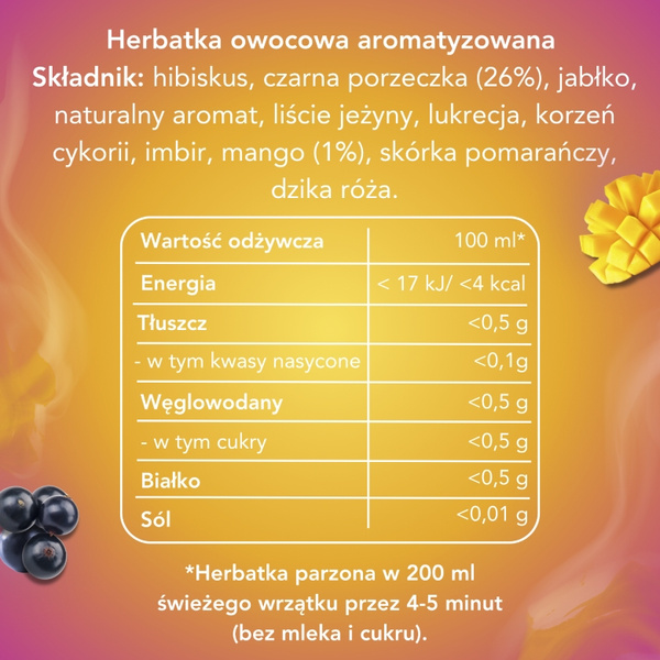 Herbatka owocowa Lipton Mango i Czarna porzeczka 20x1,7g