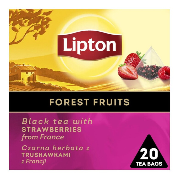 Herbata czarna Lipton z truskawkami 20 piramidek