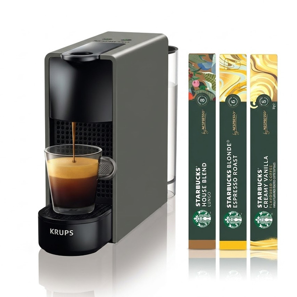Ekspres na kapsułki Nespresso KRUPS Essenza Mini Grey XN110B10 - Szary + 3 OPAKOWANIA KAPSUŁEK GRATIS